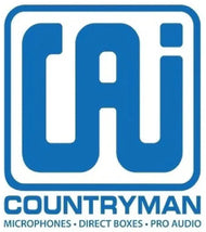Blue square logo featuring the stylized letters ’c’ and ’i,’ with a white border, above text reading “countryman microphones • direct boxes • pro audio.”