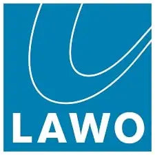 Blue square logo with white stylized ’u’ and the word ’lawo’ in bold, uppercase letters below.
