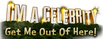 Logo for 'I'm a Celebrity Get Me Out of Here!' with grass and sunburst design.