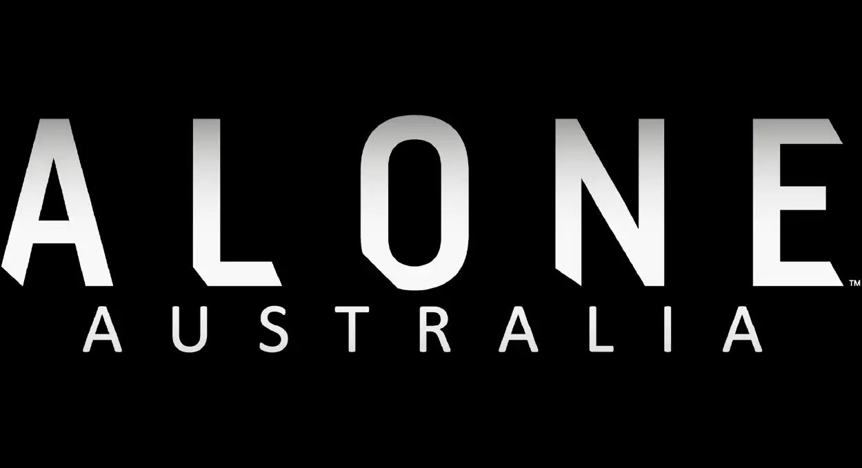 White ’alone australia’ logo text on a black background.
