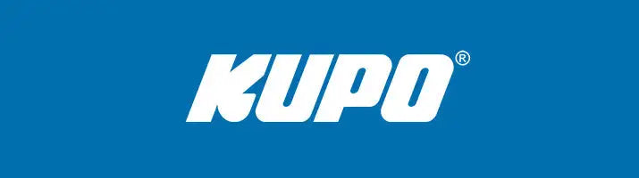 White ’kupo’ logo on a solid blue background.