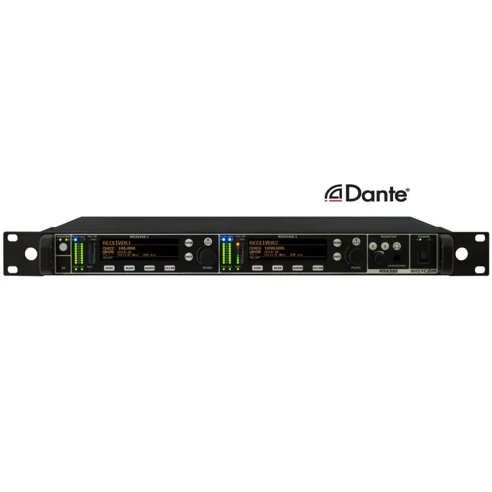 Wisycom Wisycom-MRK980-2 Channel Rack Mount Receiver with Dante professional audio equipment